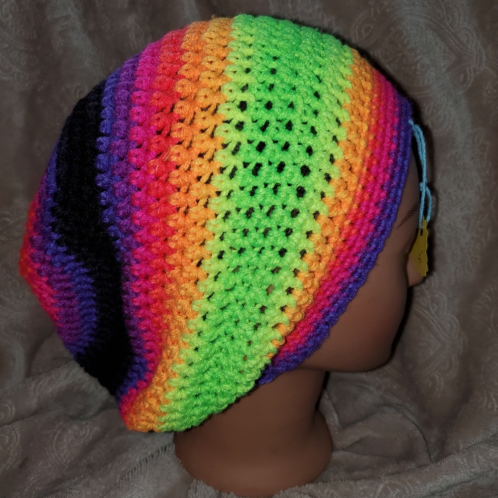 Crocheted slouchy beanie hat